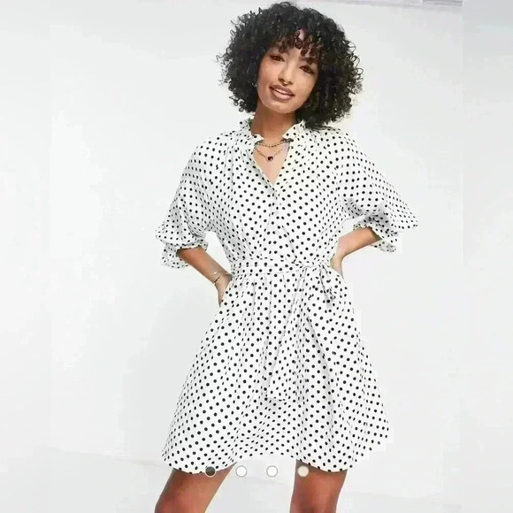 AWARE BY VERO MODA Cornelia V-Neck Three-Quarter Sleeve Dress in Snow White - Picture 3 of 8